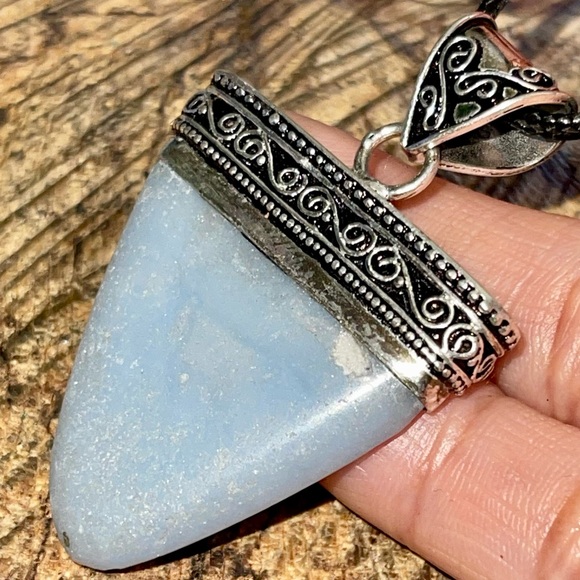 Blue Anhydrite Angelite Pendant 2” - Picture 4 of 15